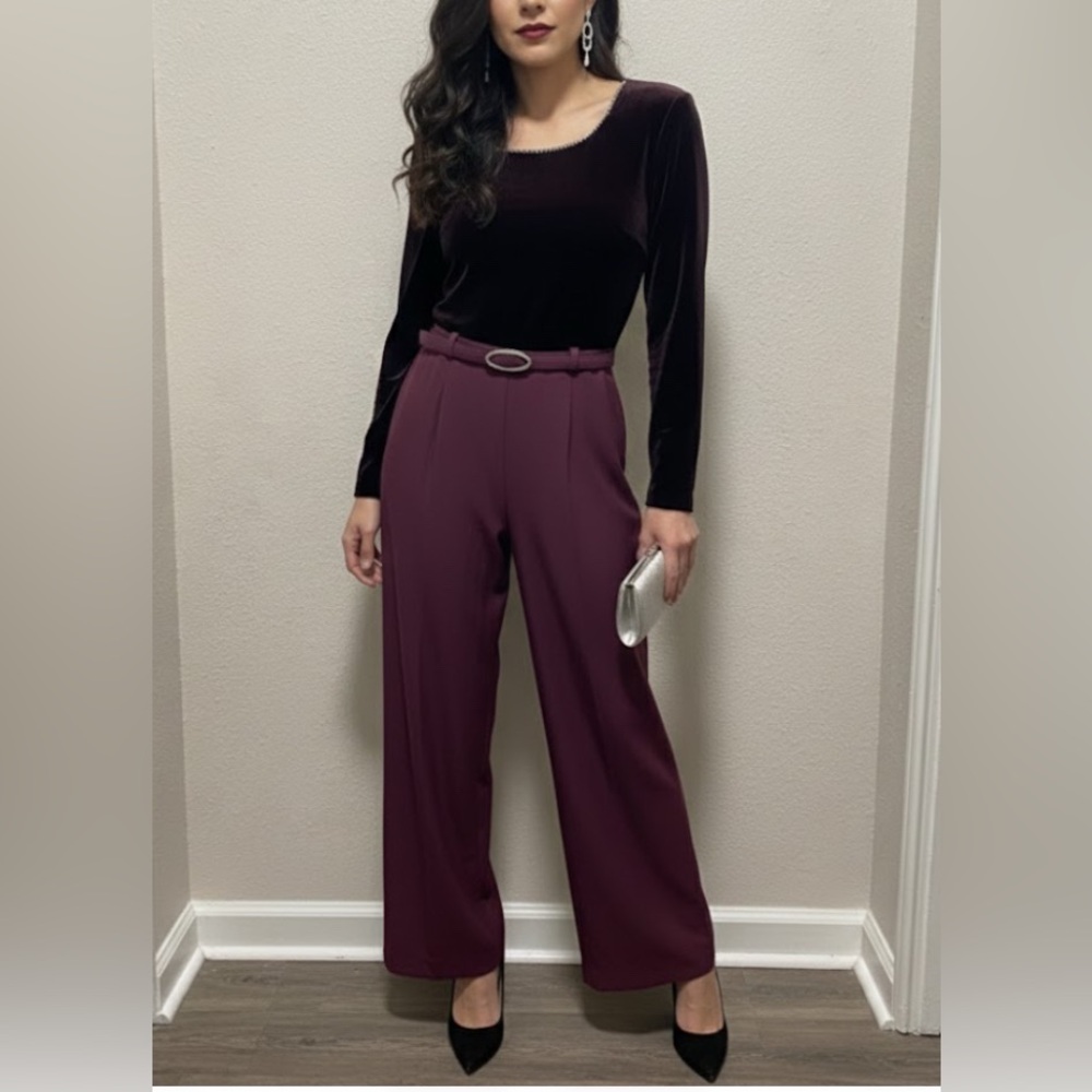 Vintage Chic Velvet Eggplant Jumpsuit